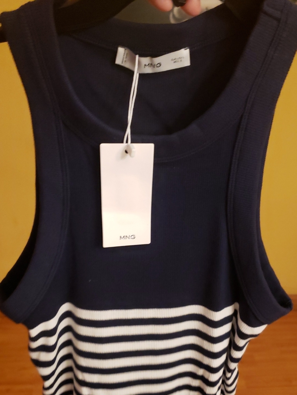 Mango Navy and White Striped Tank Top